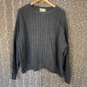 Vintage Eddie Bauer Sweater XL Gray Chunky Cable Knit Fisherman Classic USA